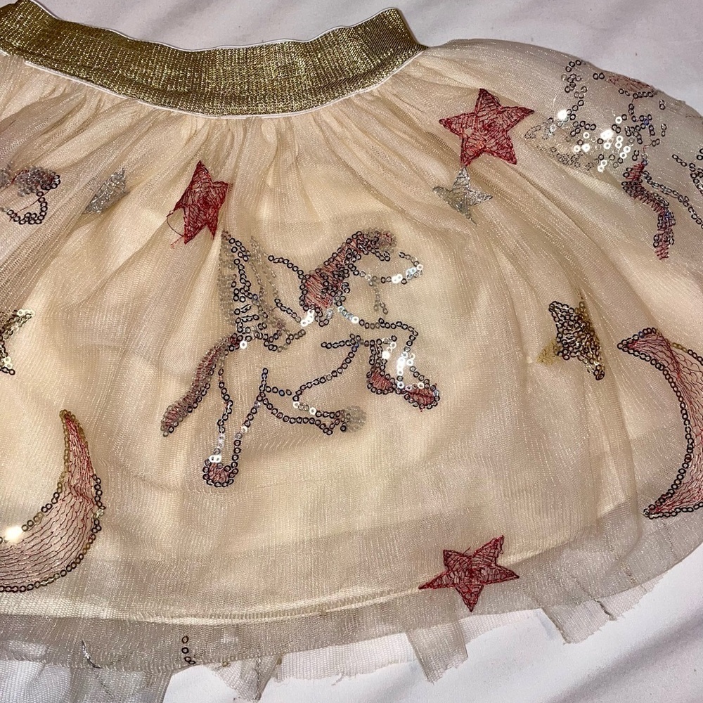 Red Velvet Top with Gold Star Tulle Skirt - Picture 10 of 16